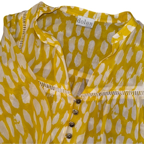 Anthropologie Dolan Yellow White Silk Blouse - Picture 4 of 9